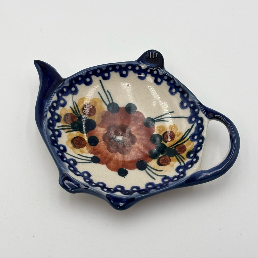 Boleslawiec Unikat Polish Handcrafted Floral Teapot Dish Made in Poland - Picture 5 of 6